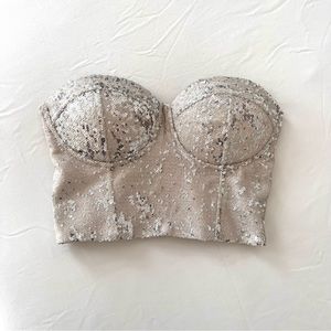 Sequin Bustier Strapless Crop Top Small from Charlotte Russe